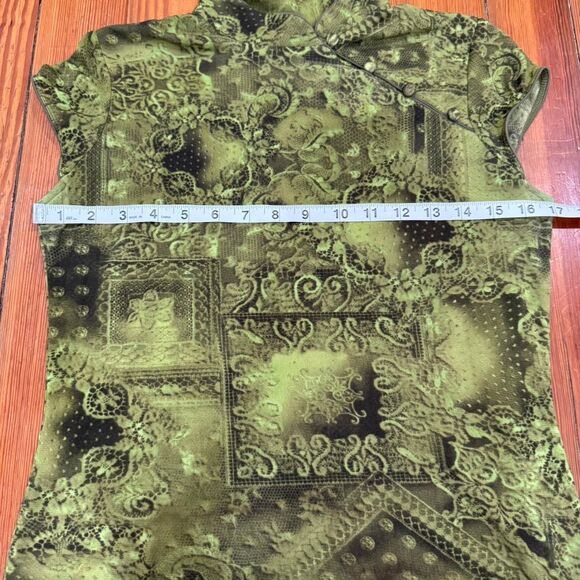 Y2K Green Mesh printed top - Small - Picture 2 of 6